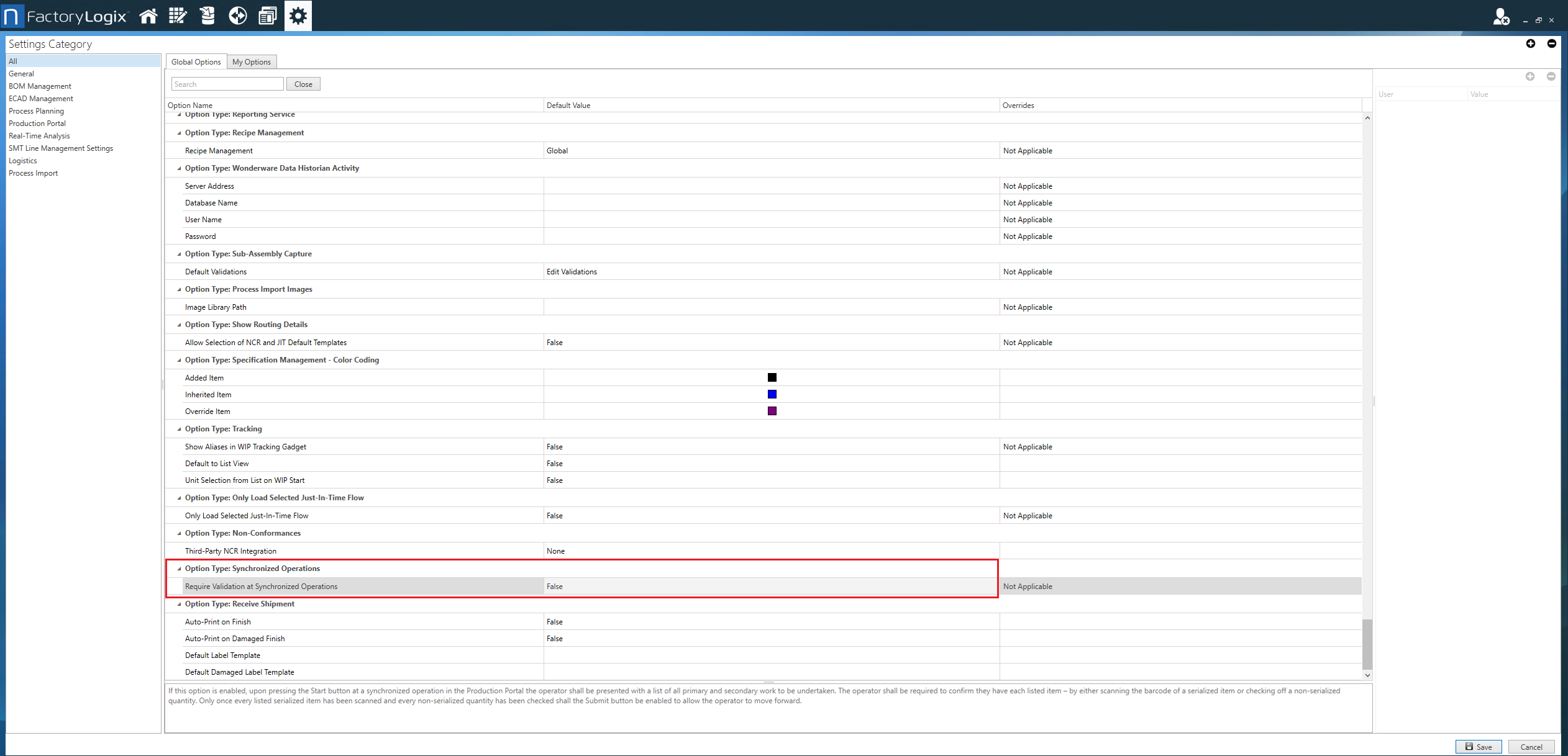 Require validation at synchronized operations
