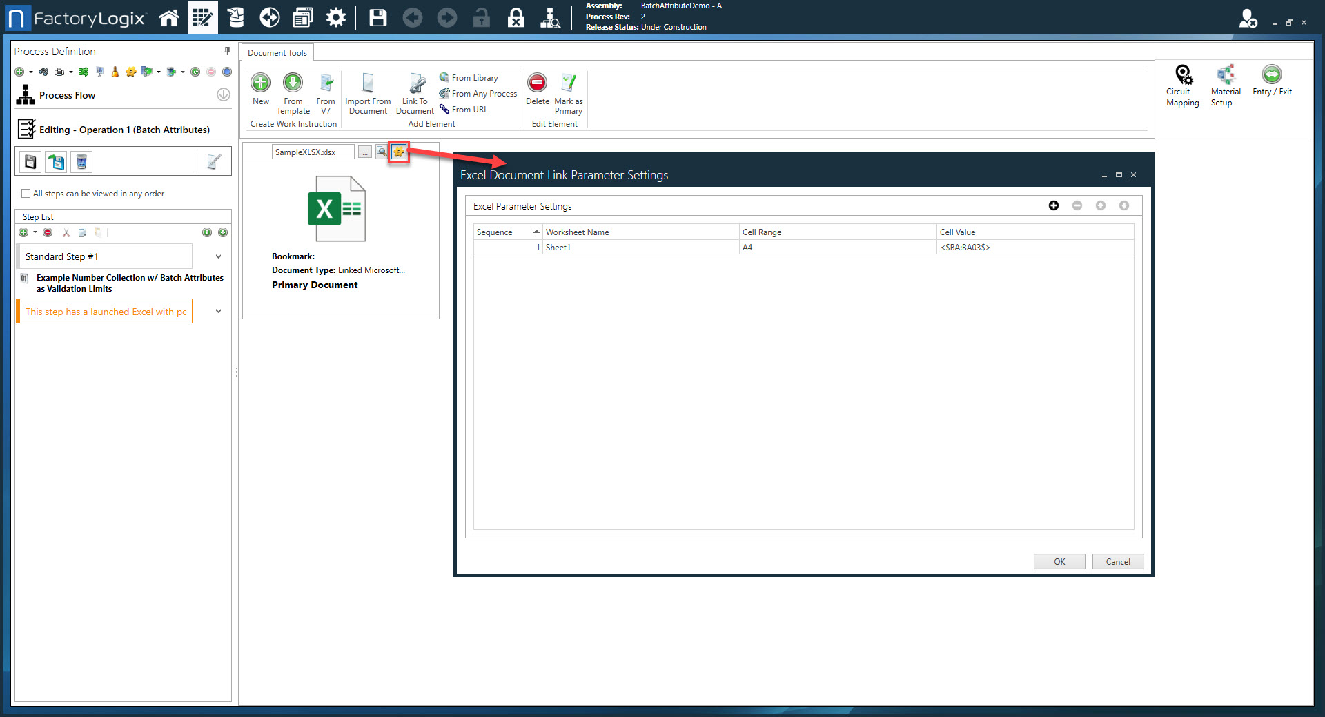 Link to an Excel document