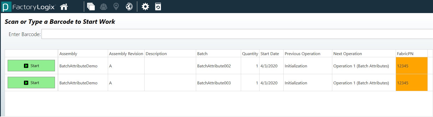 Color-coded batch attributes