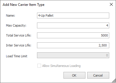 Add New Carrier Item Type dialog