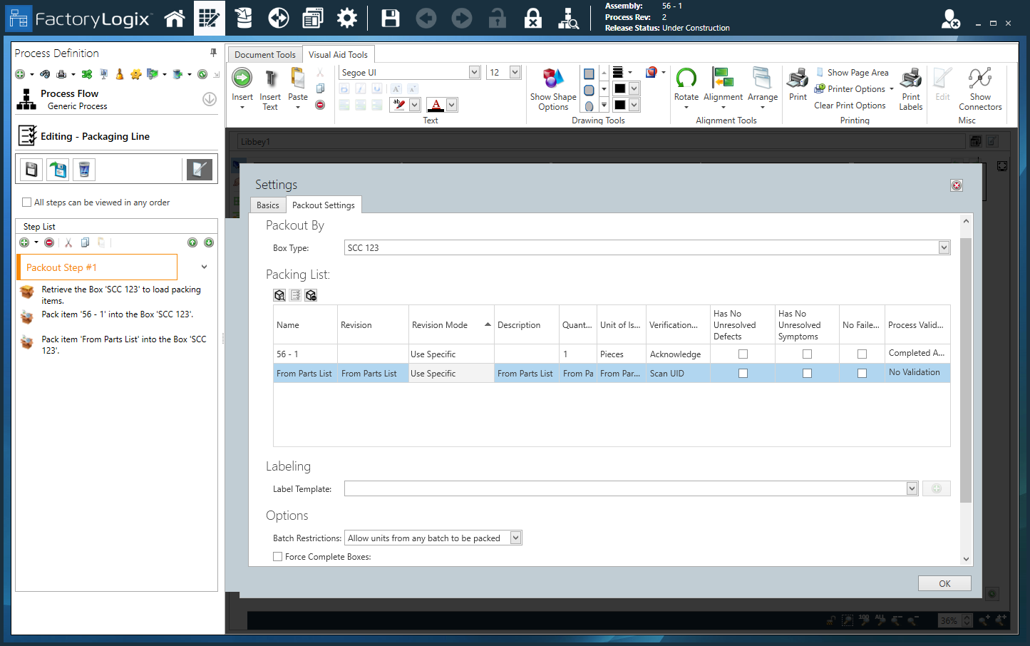 Pack Items from Parts List