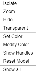 3D CAD right-click menu