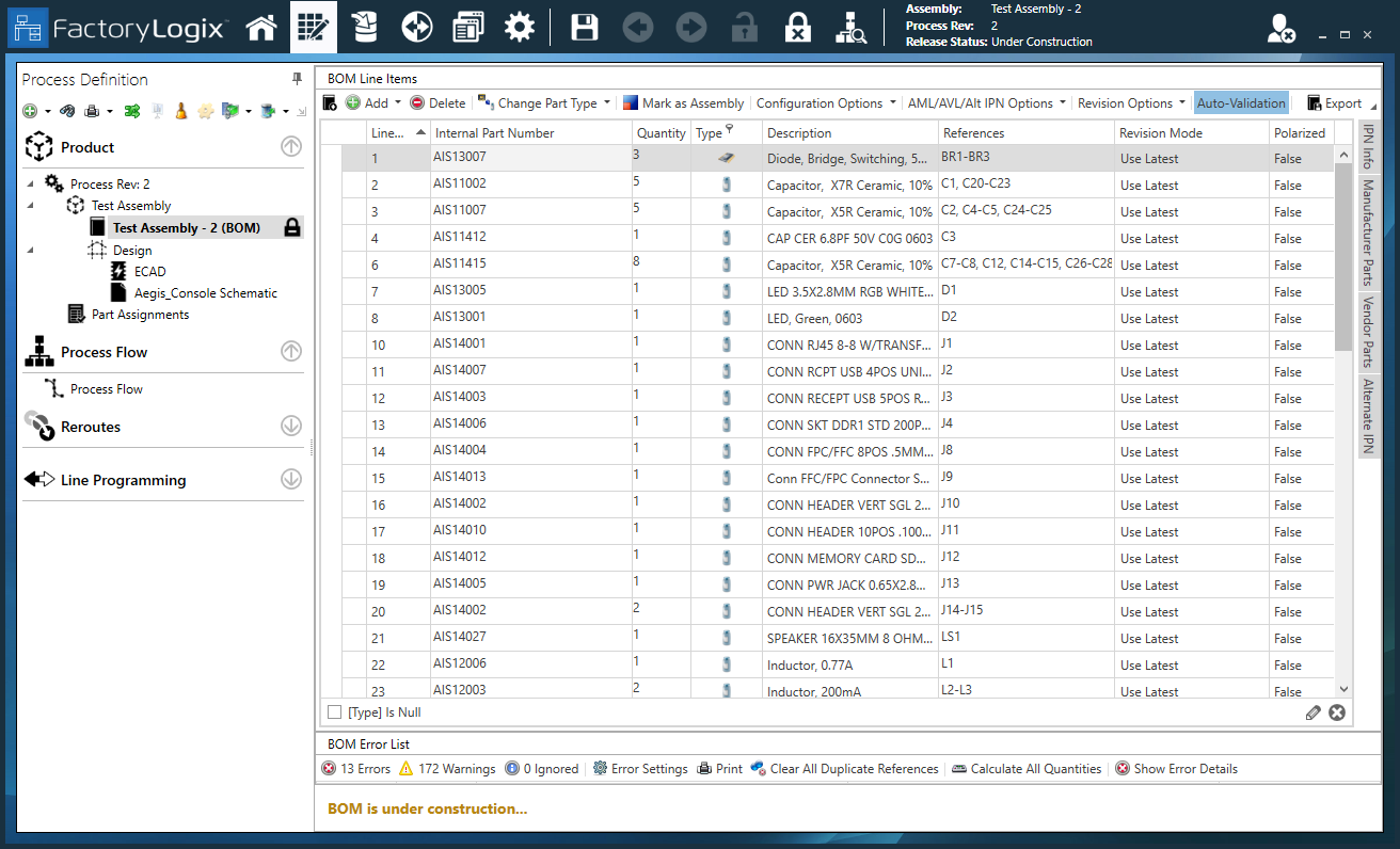 BOM column customizations are saved automaticlly