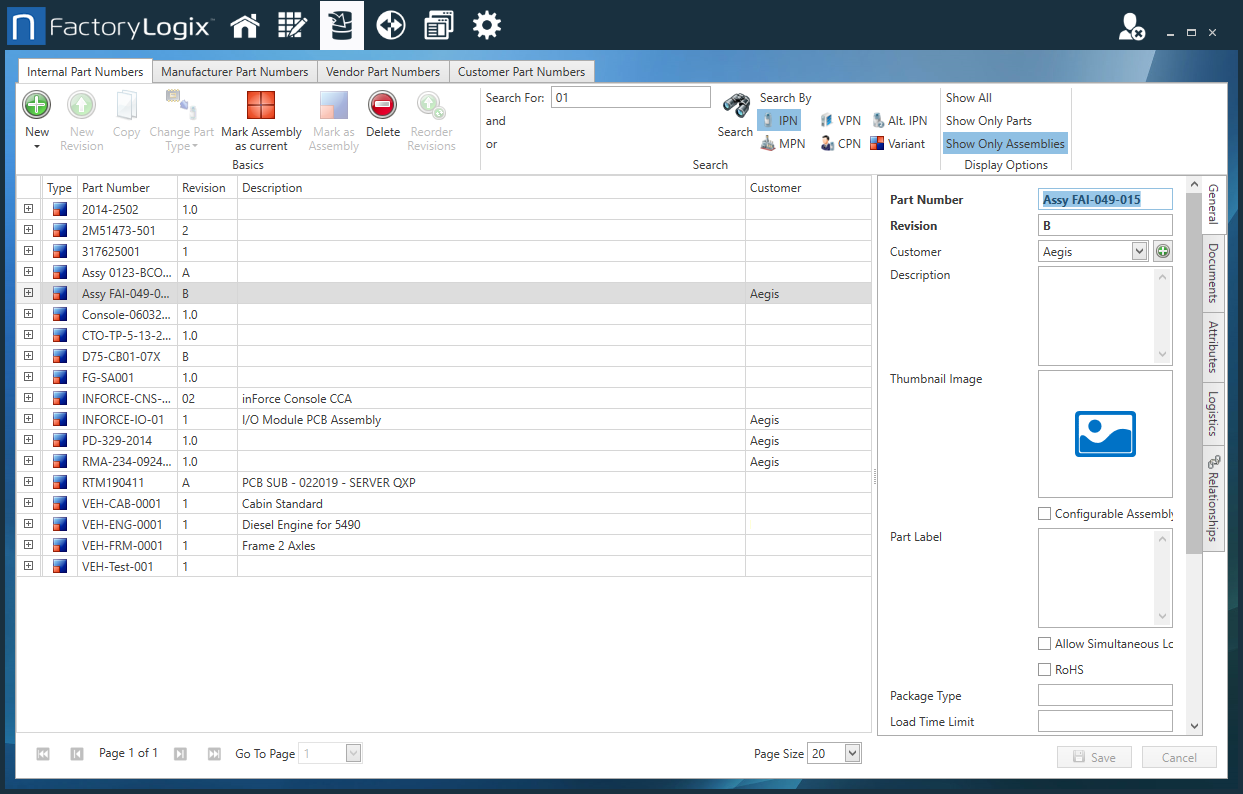Use the Search for field to locate the assembly