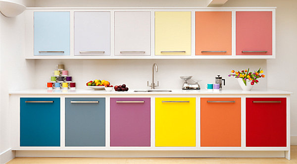 Colorful custom cabinetry