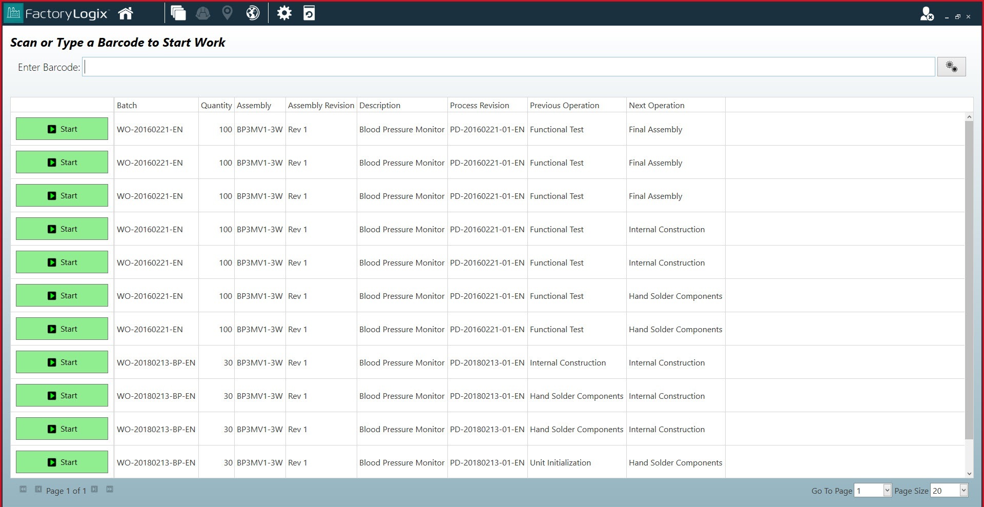 Production Home window
