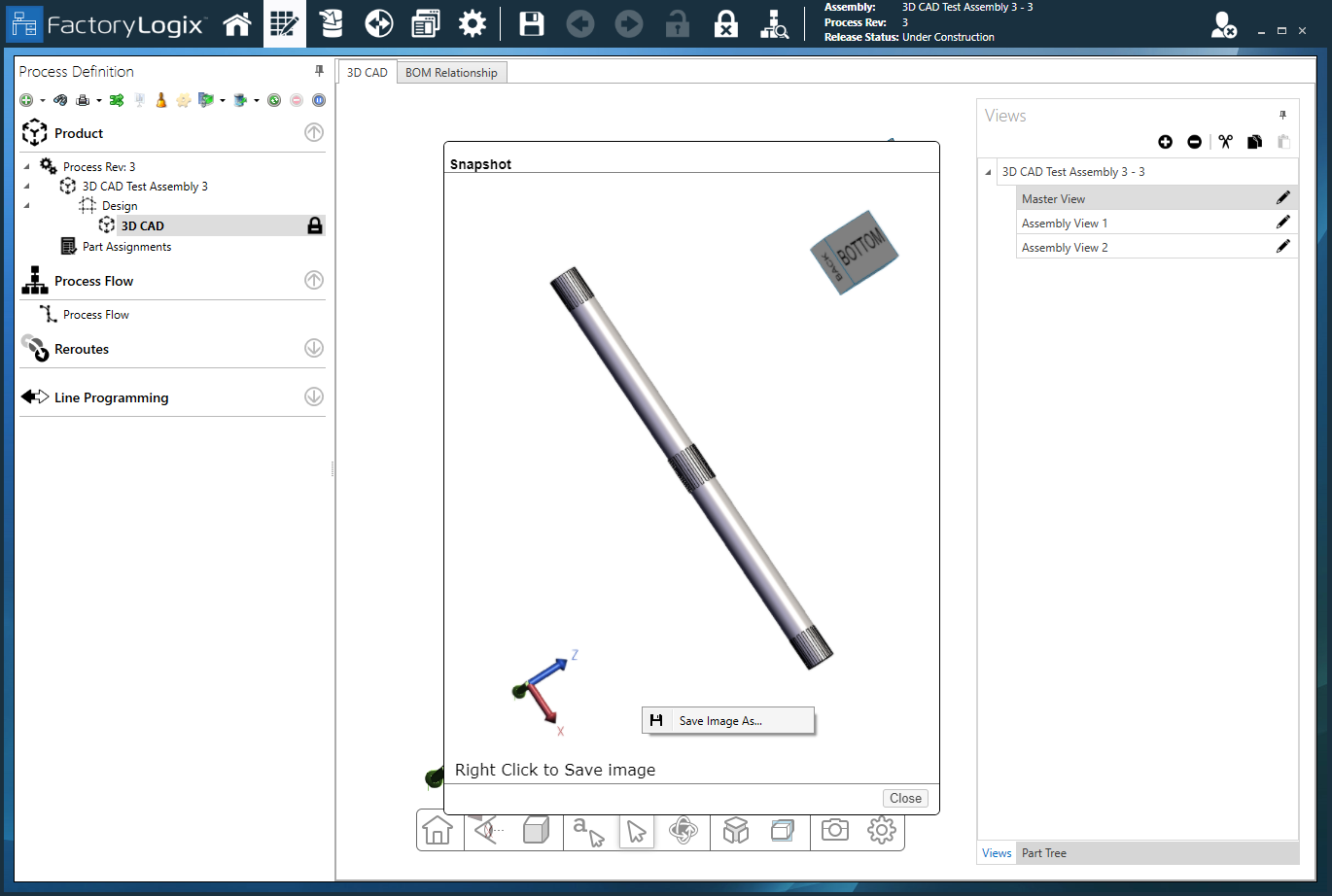 Snapshot of an isolated part