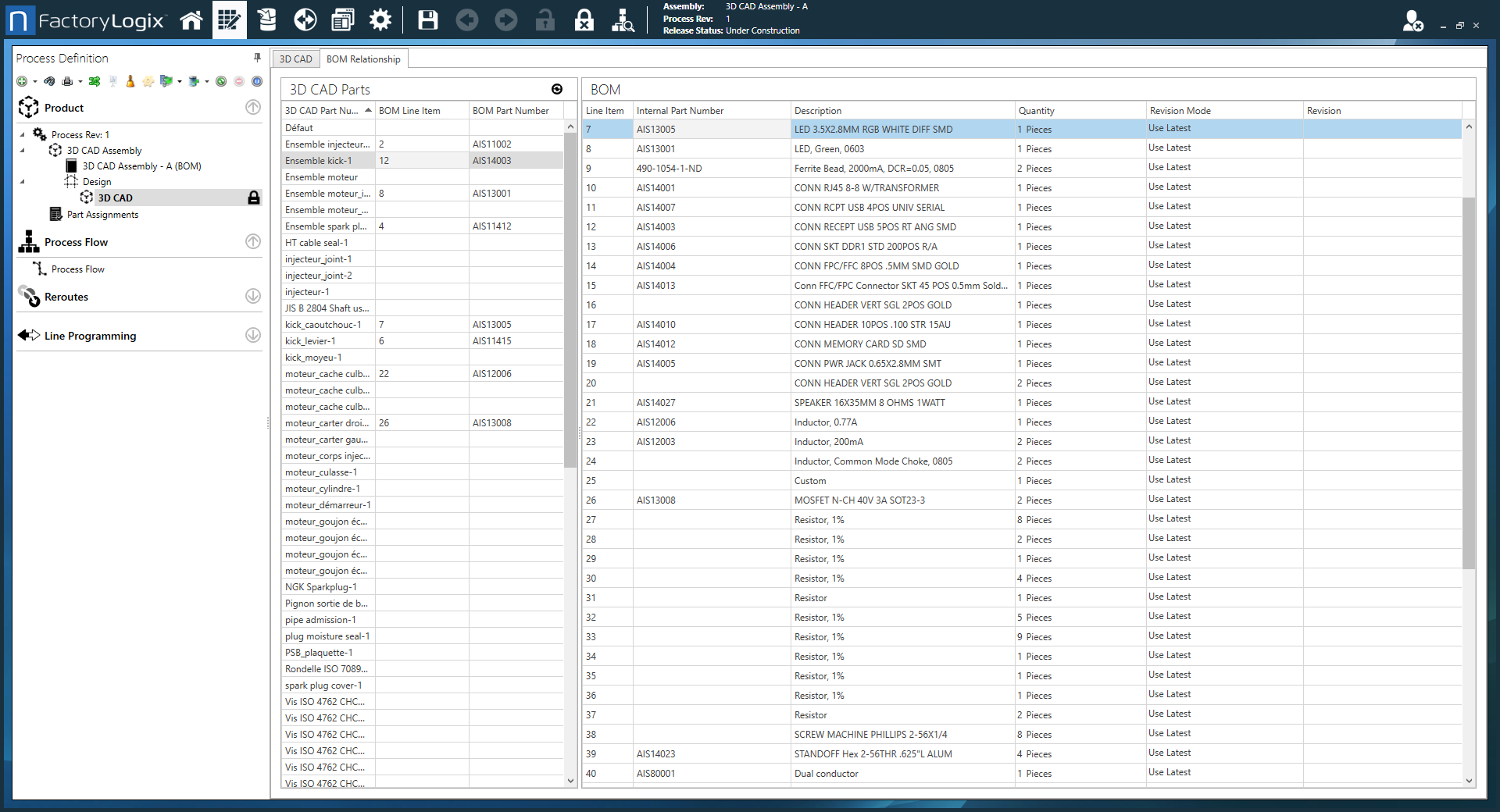 BOM Relationship tab
