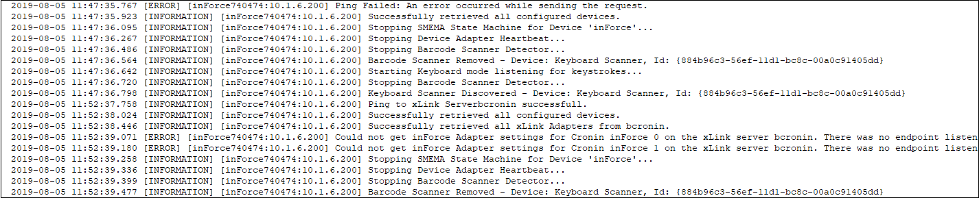 inForce device log file example