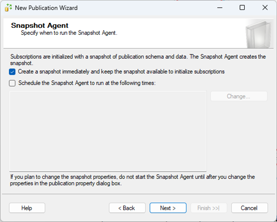 Snapshot Agent page
