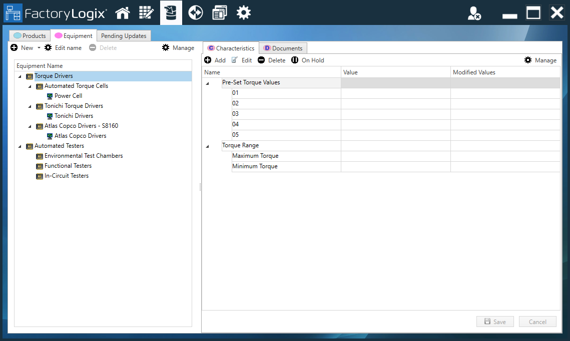 Example tree on the Equipment tab