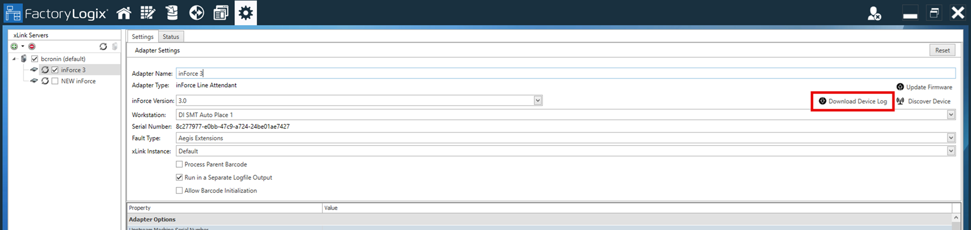 inForce 3 - Download Device Log