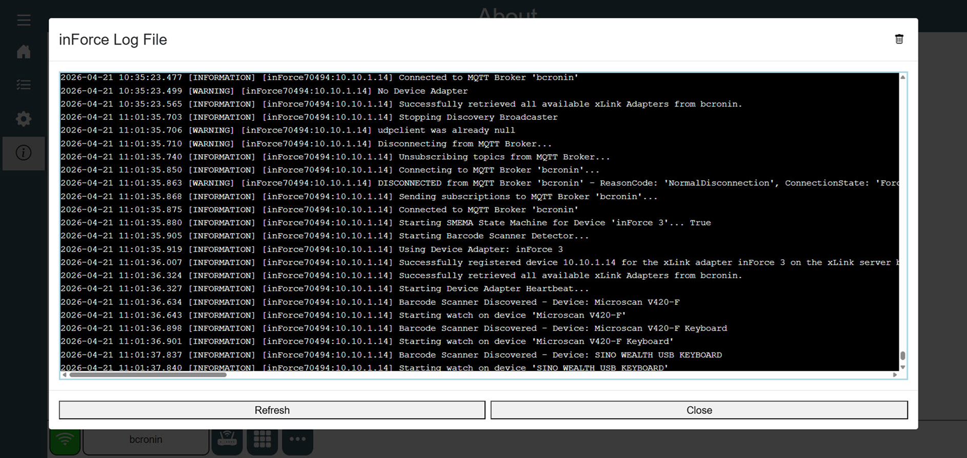 inForce 3 - log file