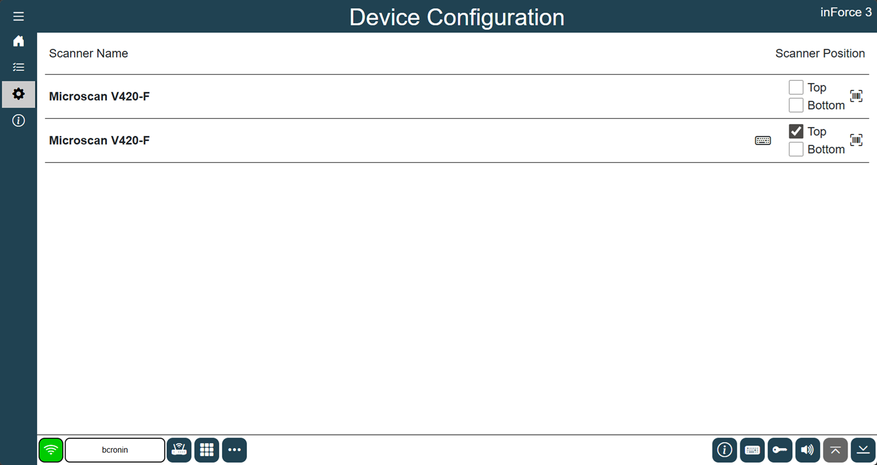 inForce 3 - barcode scanner setup