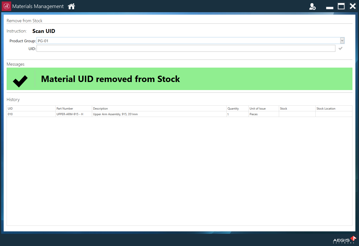Product group - Remove from Stock