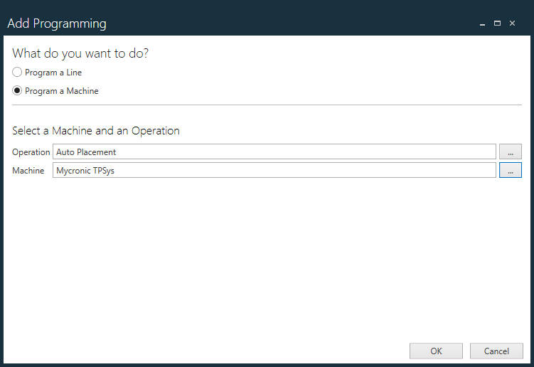 Add Programming dialog