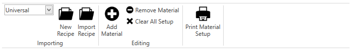 Material Setup toolbar - Machine Programming