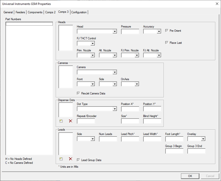 Universal Properties dialog CDI Full Library Support - Comps3 tab