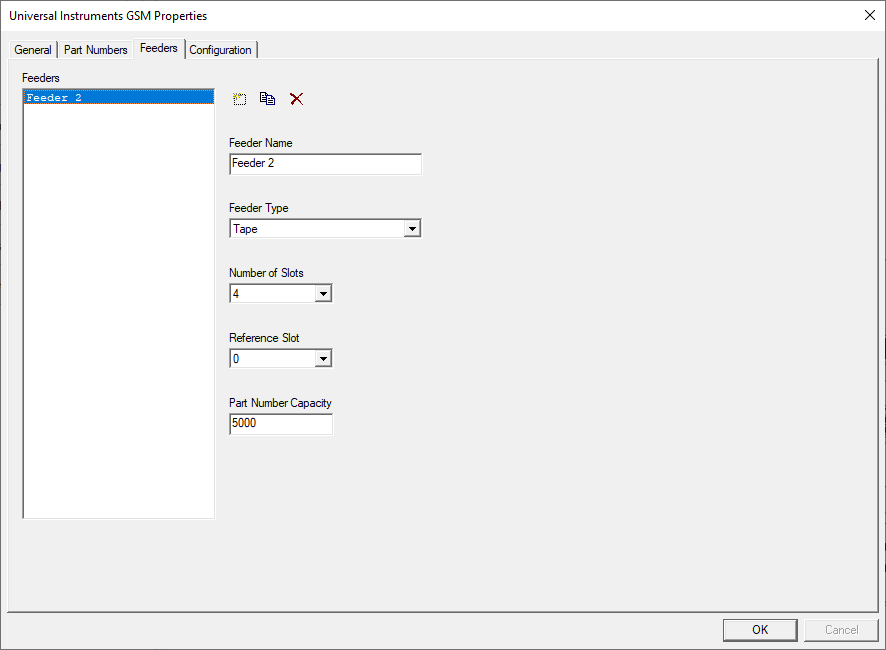 Universal Properties dialog CDI format - Feeders tab