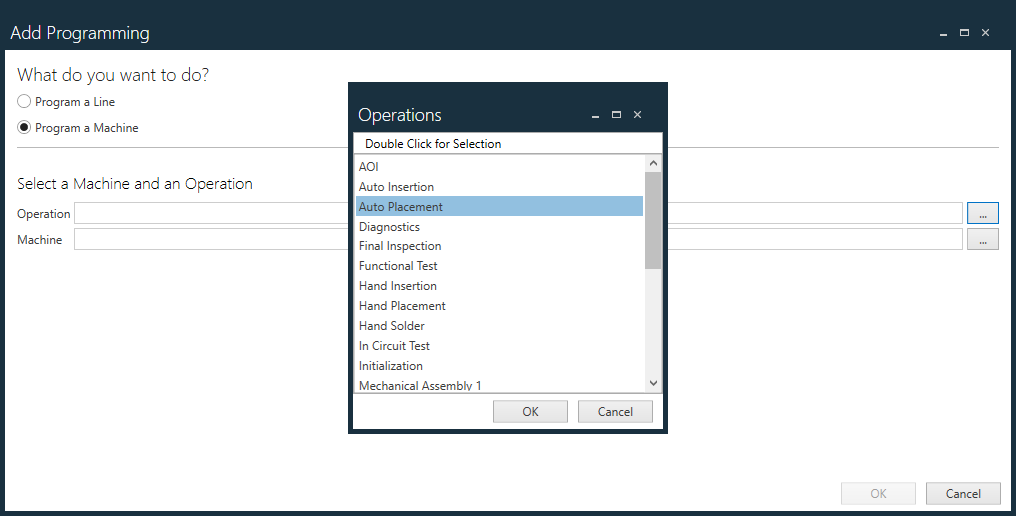 Select the operation from the list