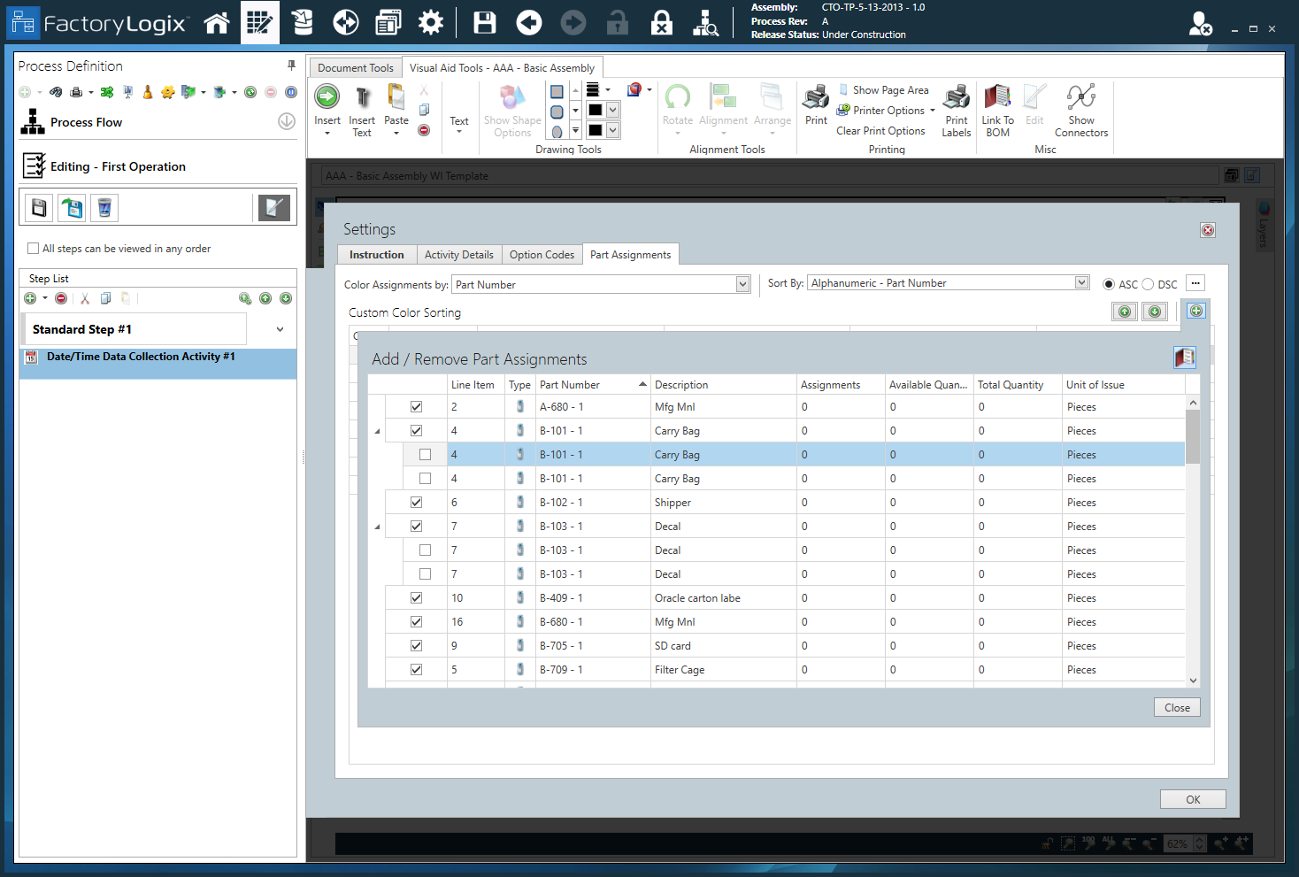 Collect a Date Time Activity - Part Assignments tab