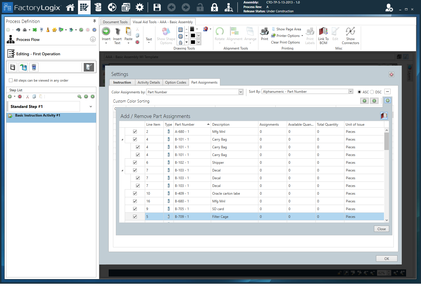Basic Instruction Activity Part Assignments