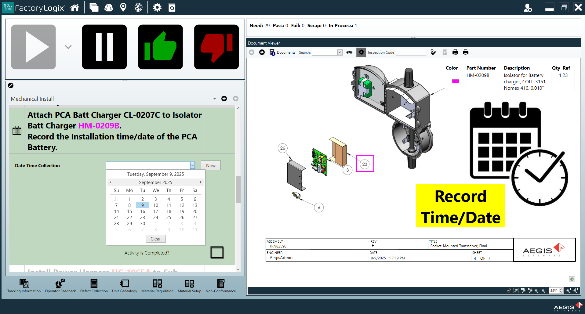 Date Time Collection Activity - Now button