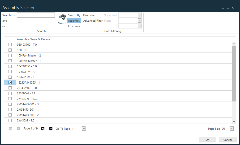 Assembly Selector dialog