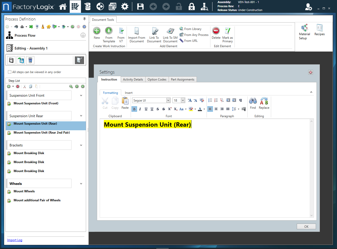 Formatting tab toolbar