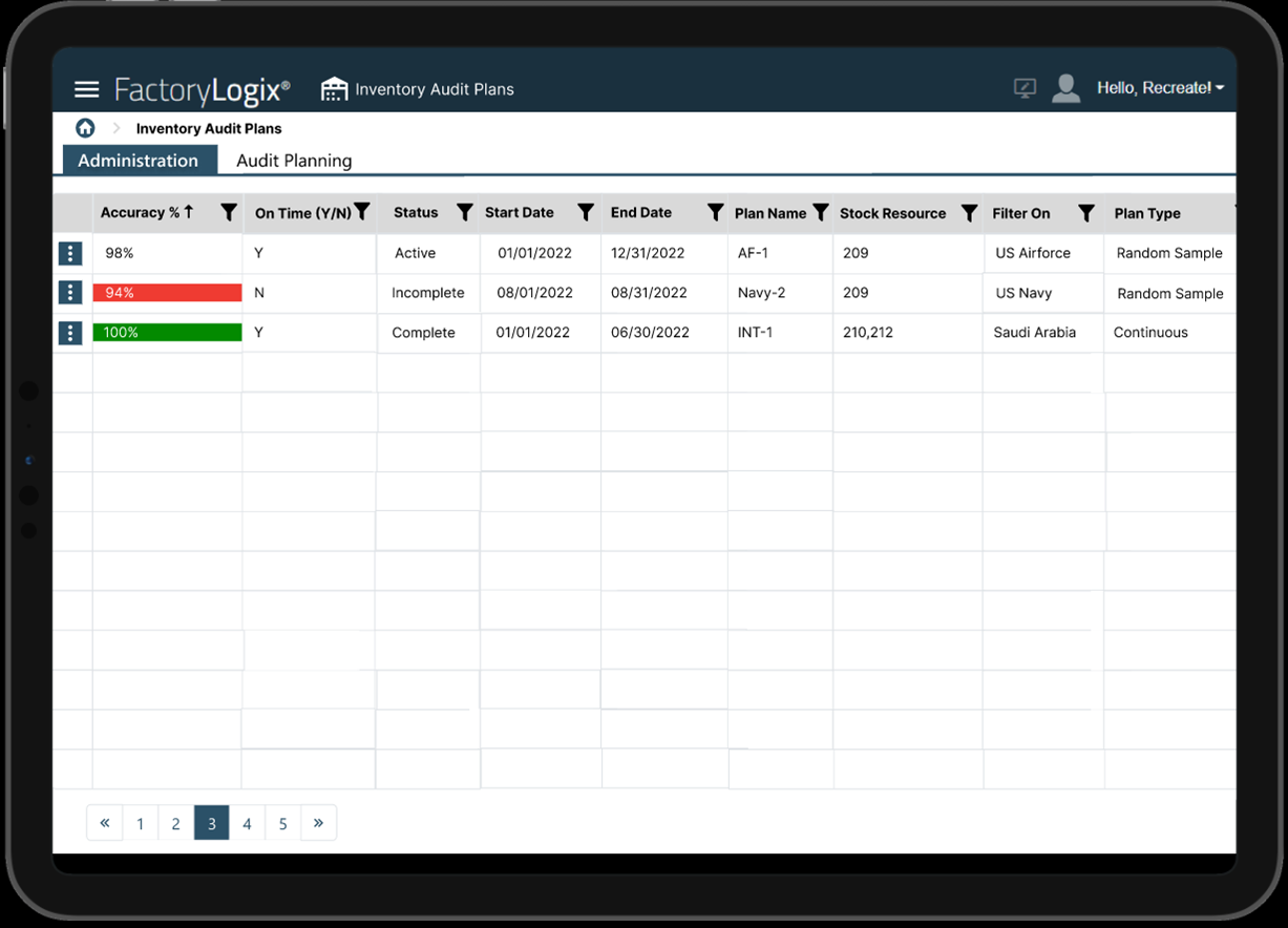 Administration tab - assigned plans summary