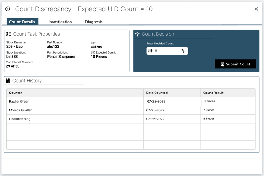 Count Discrepancy screen
