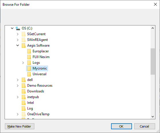 Browse Mycronic Default Program Path