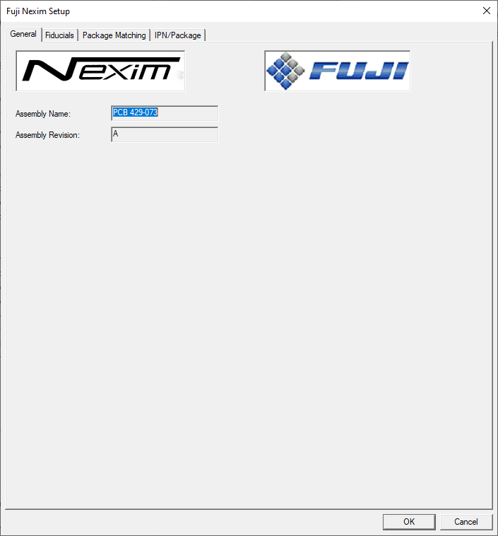 Fuji Nexim Setup dialog - General tab