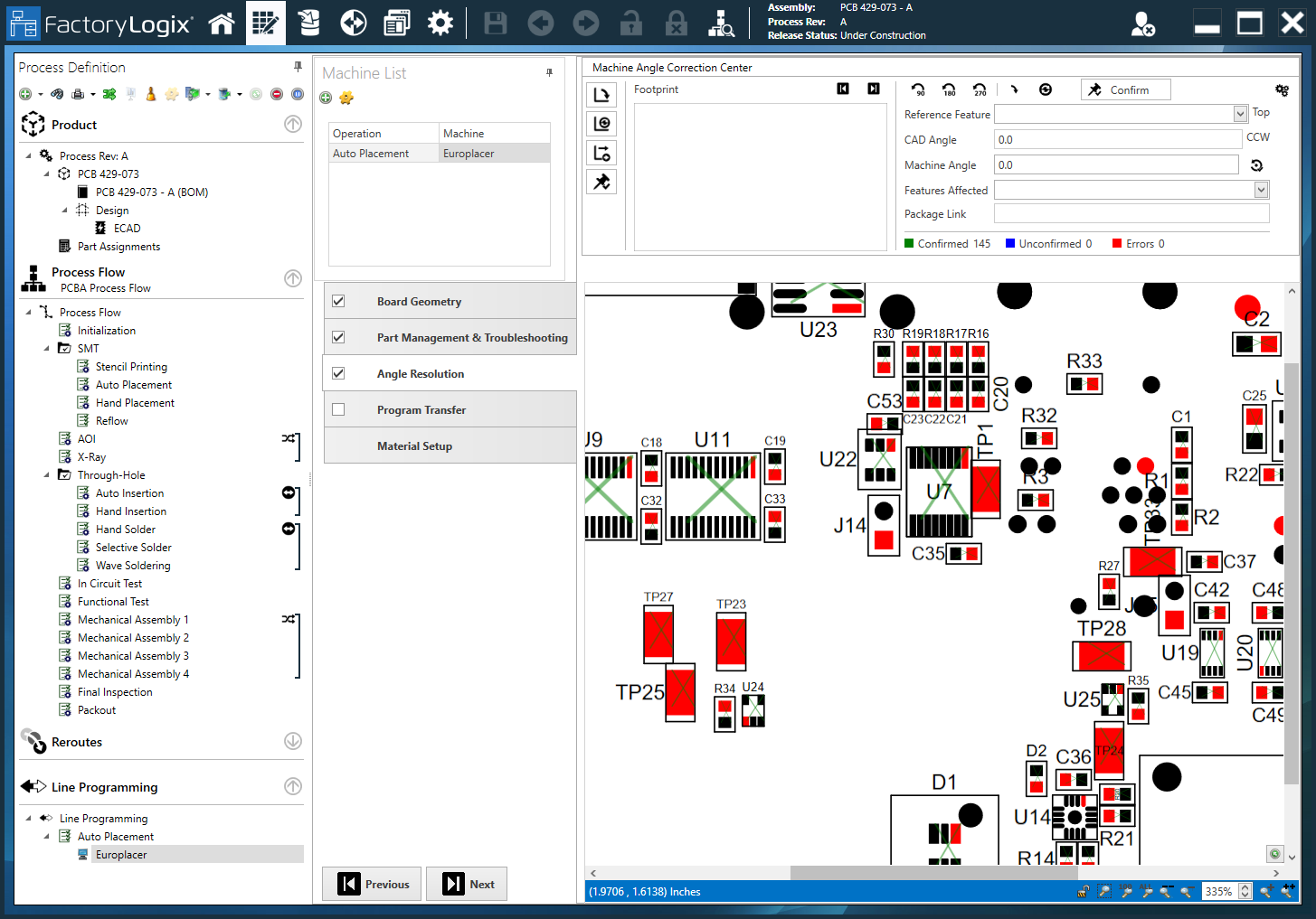 Europlacer - confirm all angles