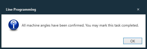 Confirmation message fgor machine angles