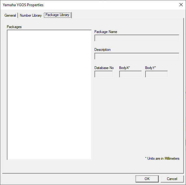 Yamaha Properties dialog - Package Library tab