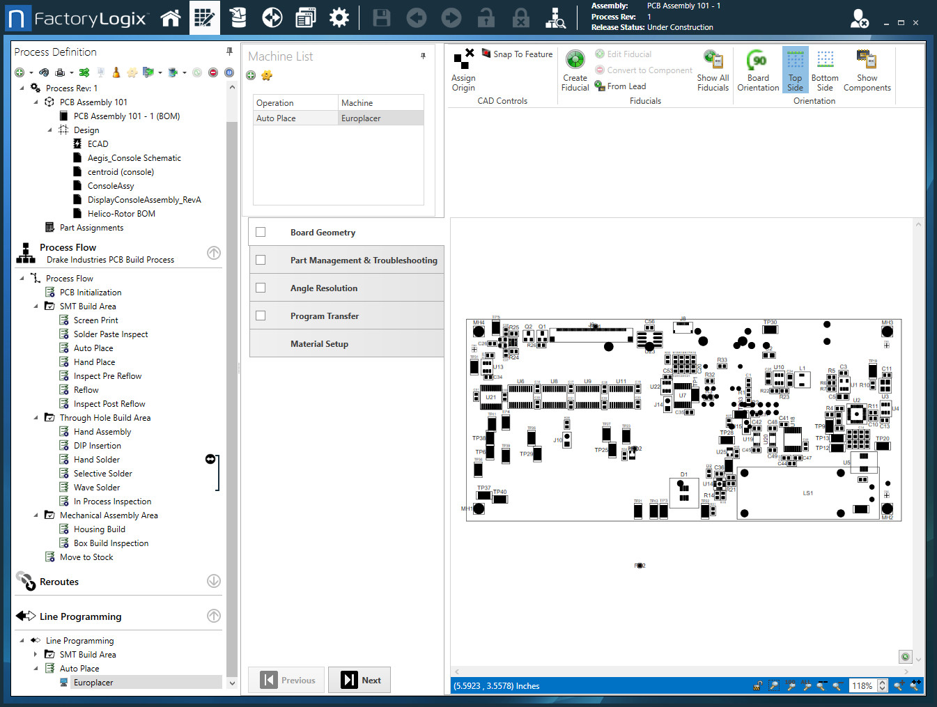 View and edit board geometry
