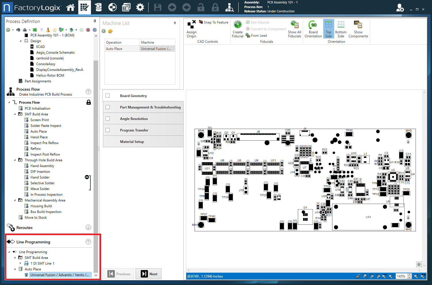 Universal machine programming added to Line Programming area of the Process tree