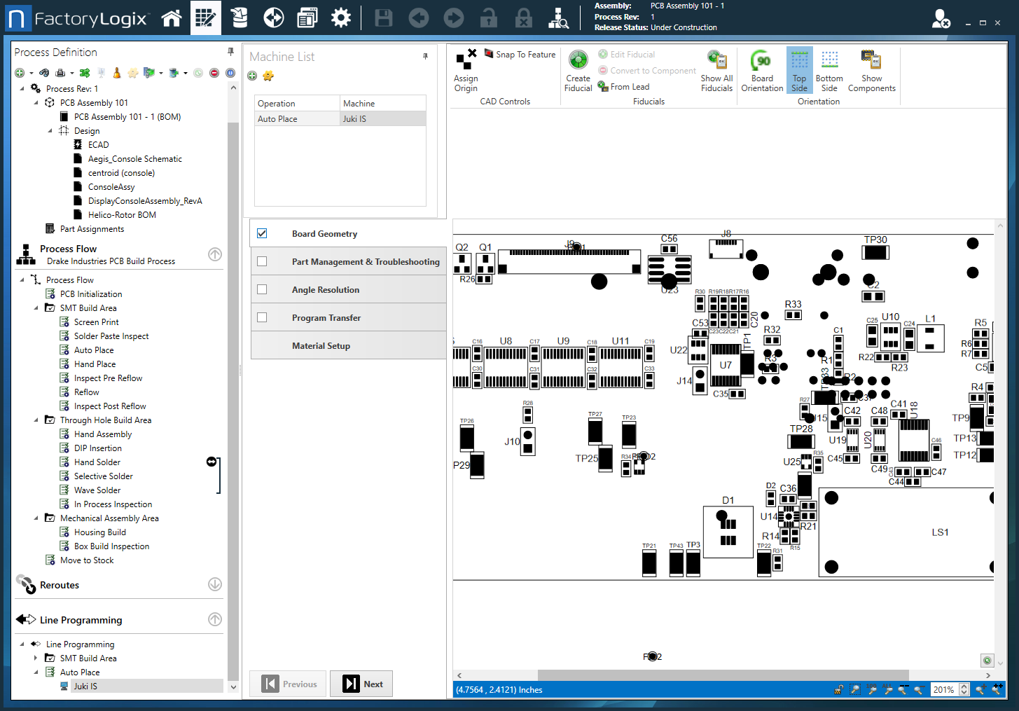 JUKI - view and edit board geometry