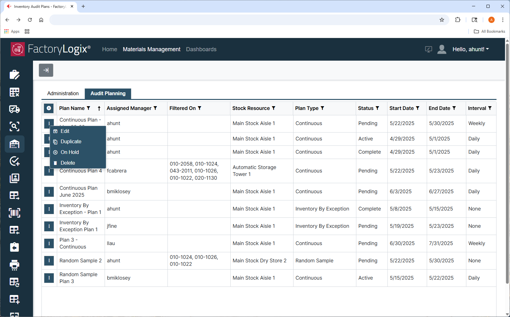 Plan modifications - Audit Planning tab