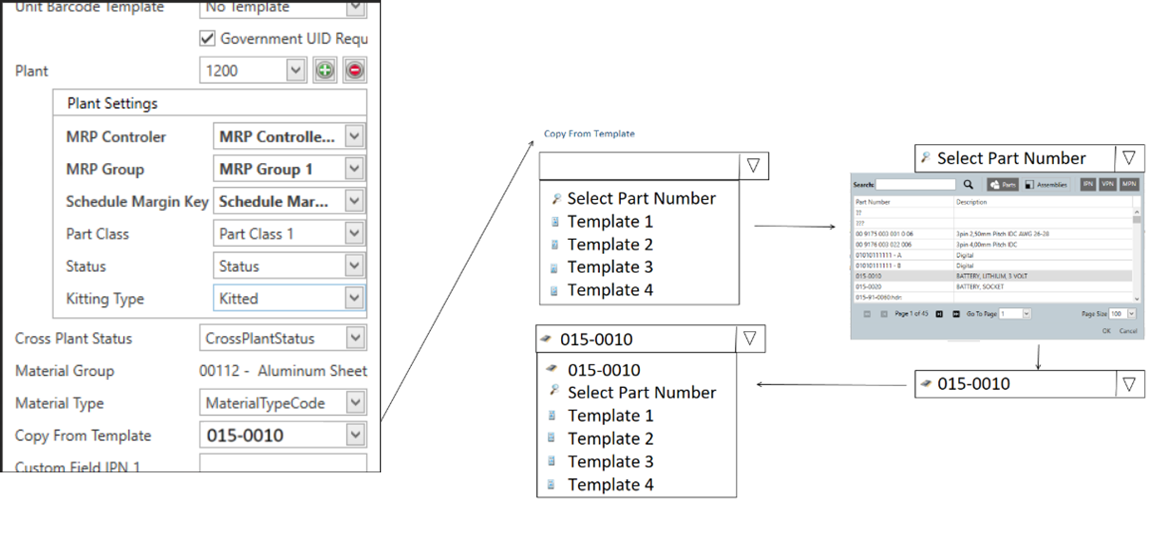Imported material groups in the Part Library