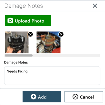 Damage Notes - photo uploaded