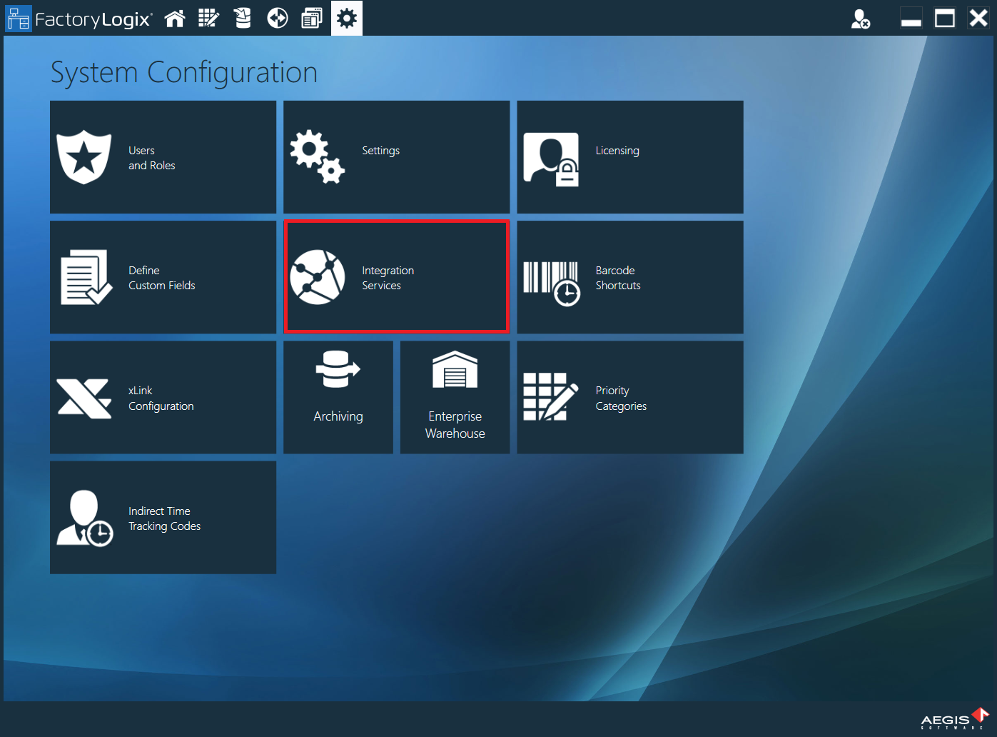 Integration Services button