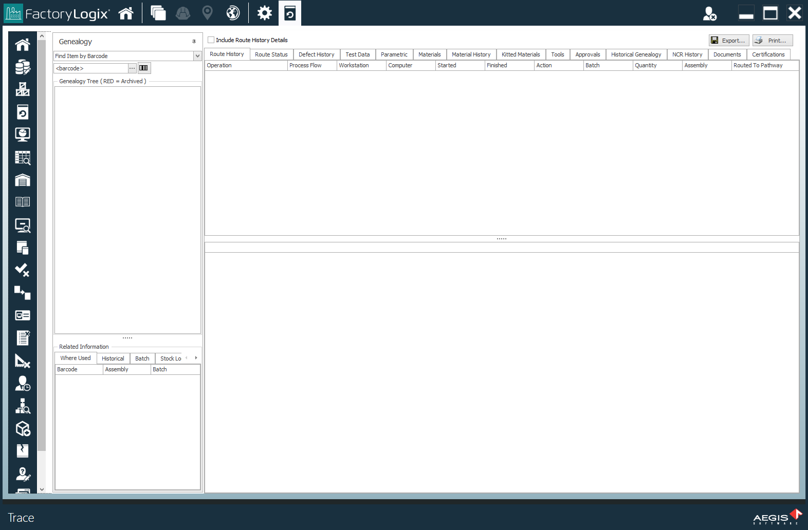 Trace window